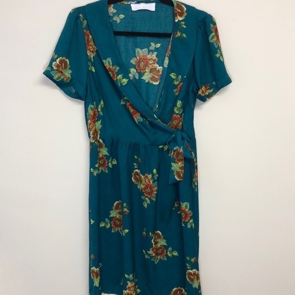 Superfoxx Asymmetrical Hem Floral Print Dress Teal‎ Medium - Picture 4 of 9